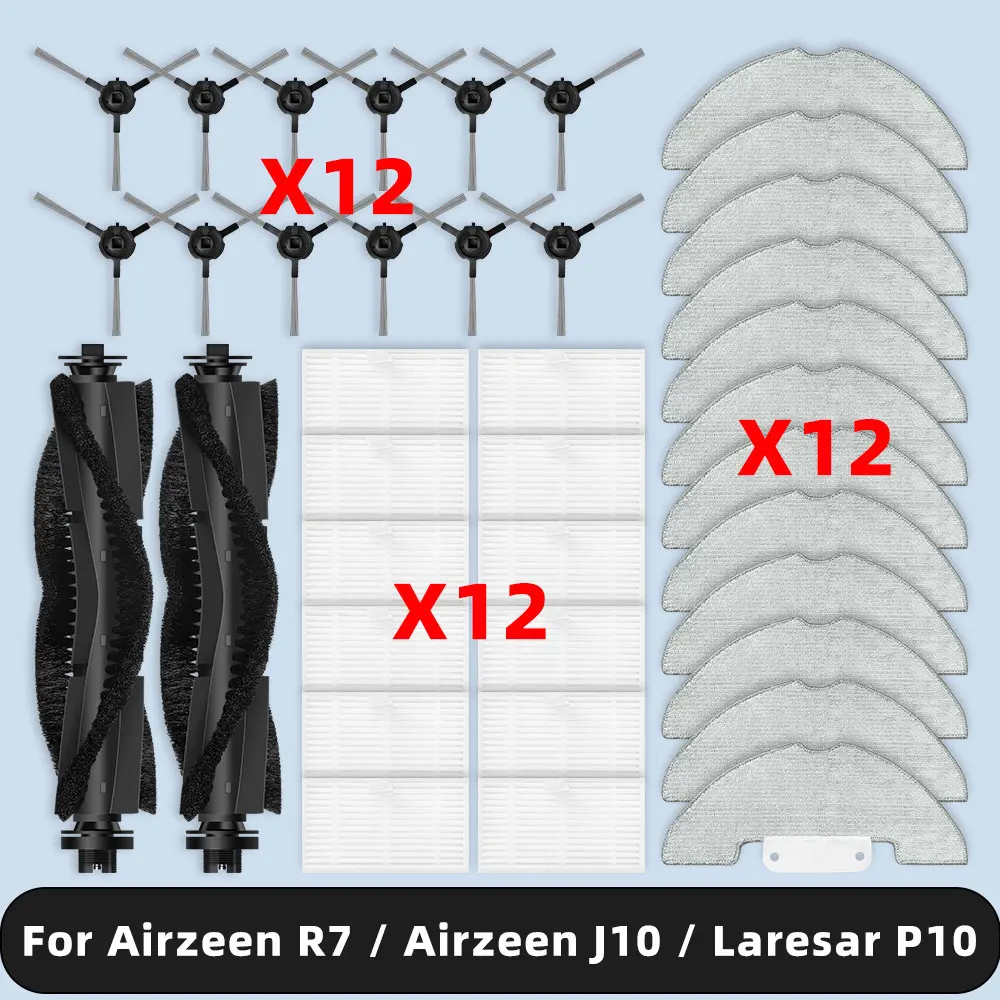 Kompatibel für ( Airzeen R7 / Airzeen J10 / Laresar P10 ) Ersatzteile Zubehör Hauptseitenbürste Filter Mopptuch