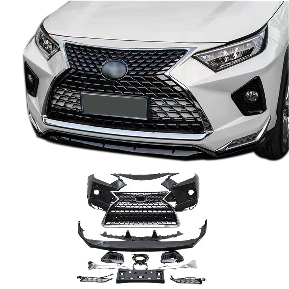 

Car Bumper For Toyota RAV4 2019 2020 2021 Car Front bumper For rav4 Upgrade To Lexus RX350 Style With Foglamp