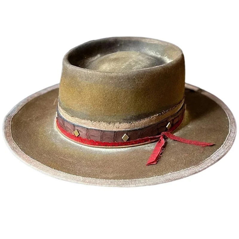 Brown Fashion Western Hats Travel Sun Hat Circuses Show Hat Popular Headwear with Handmade Old Stylish