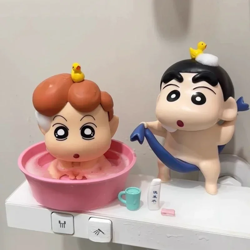 Anime Nohara Himawari Shinnosuke Nohara Bathe Action Figures Crayon Shin-chan Figures 13cm PVC Model Collection Birthday Toys