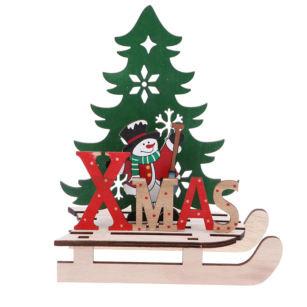 

2Pcs Wooden Christmas Ornament Set Handcrafted Wood Sleigh Tree Snowman Deer DIY Decoration for Holiday Home Party Atmosphere