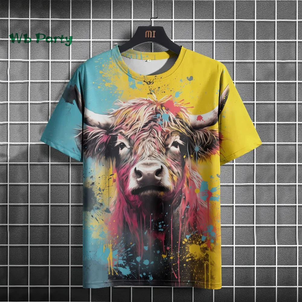 

Мужская футболка с забавным животным узором, модная футболка с короткими рукавами и 3D принтом, повседневный топ большого размера, летняя мужская уличная одежда