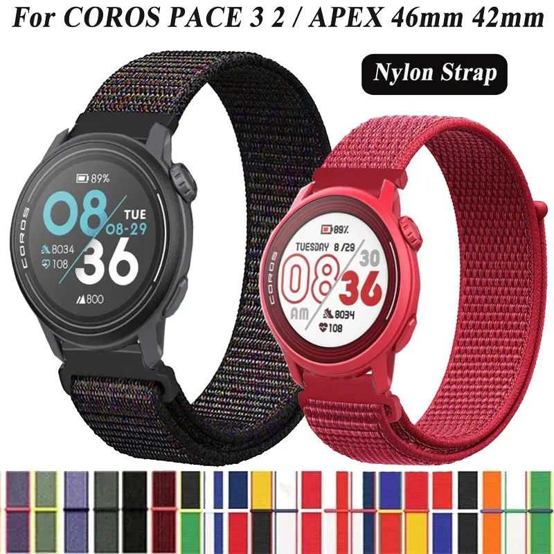 Для COROS PACE 3 Спортивный нейлоновый ремешок с петлей для часов COROS APEX 2 Pro/PACE 2 Браслет APEX 46 мм 42 мм Браслет Correa 20 22 мм