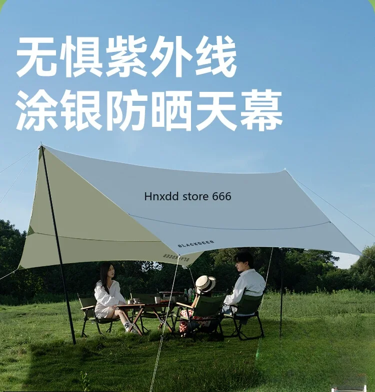 Mufeng canopy hexagonal vinyl coated silver sunscreen rain cloth outdoor camping awning