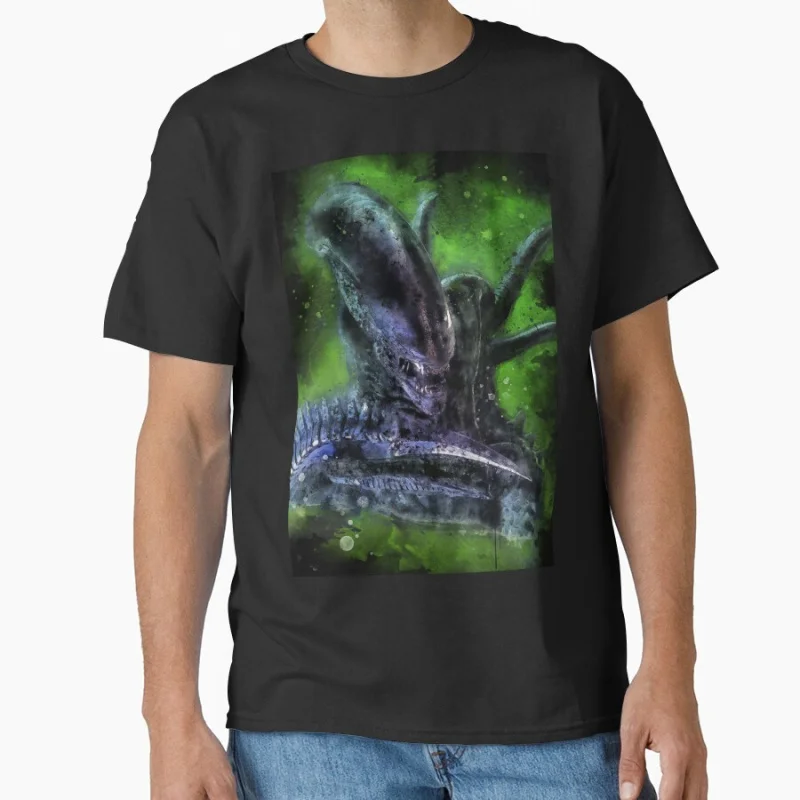 

0909 Xenomorph 80s sci fi Vintage Horro Movie Alien Yautja Monster gift T shirt for man Large size Tops S-6XL clothes