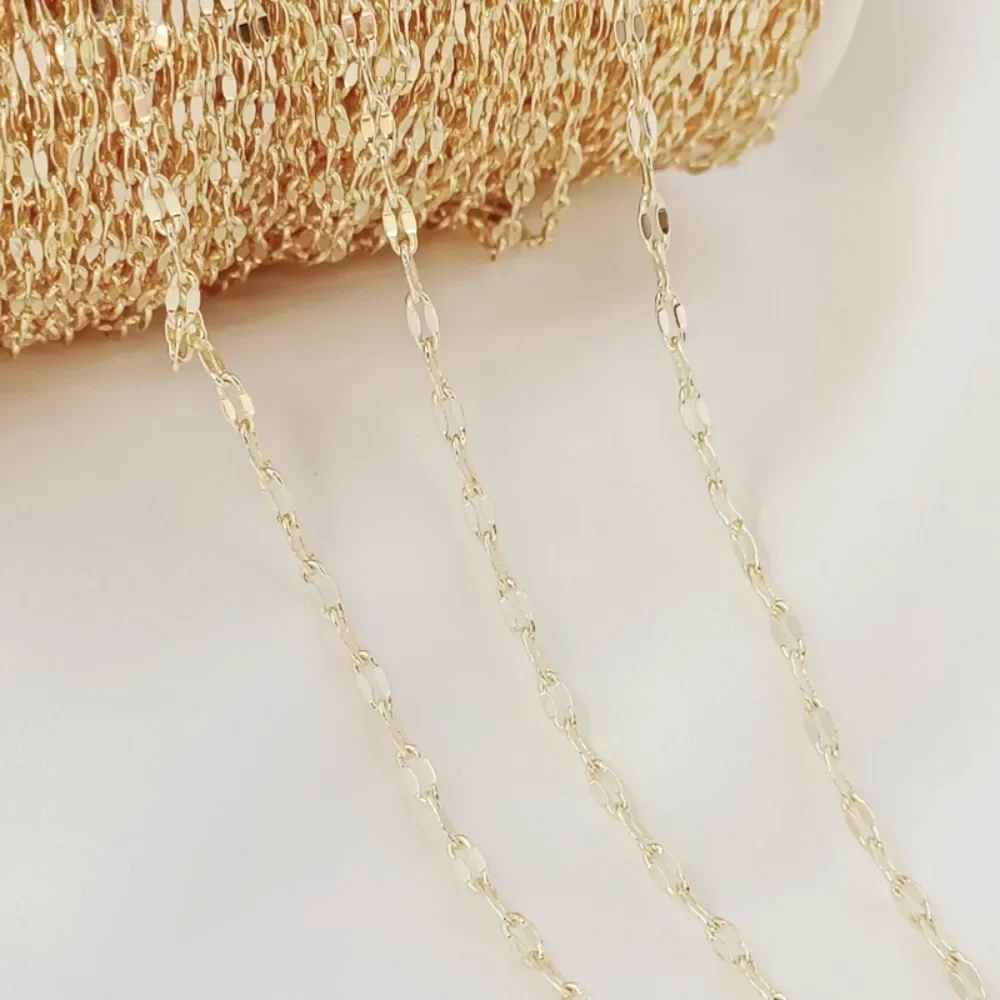 

14K Gold-plated Lip Chain, 2mm Loose Chain, Handcrafted DIY Bracelet, Necklace, Earrings, Semi-finished Jewelry Accessories