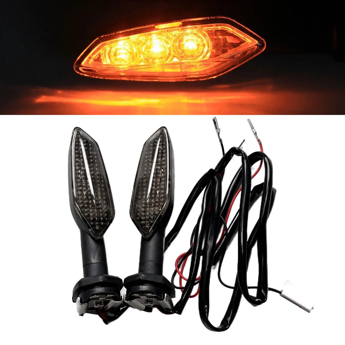 

1 пара указателей поворота с затемненными черными линзами, подходящих для Kawasaki Ninja 1000 650 250 300 400