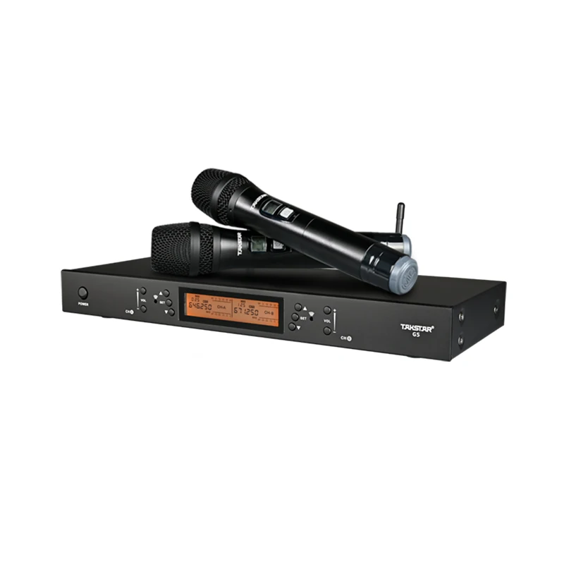 G5 Wireless Microphone 2 Channel UHF 645-693MHz Professional Performance Host Live Broadcast Party Handheld Microphone