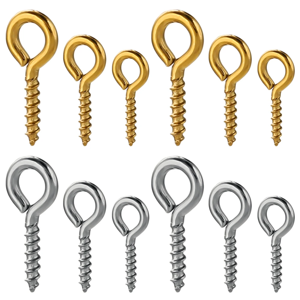 50-100pcs Stainless Steel Eyepin Gold Screw Clasps Connector Pendants Threaded Hooks for DIY Jewelry Making Findings Accessoies