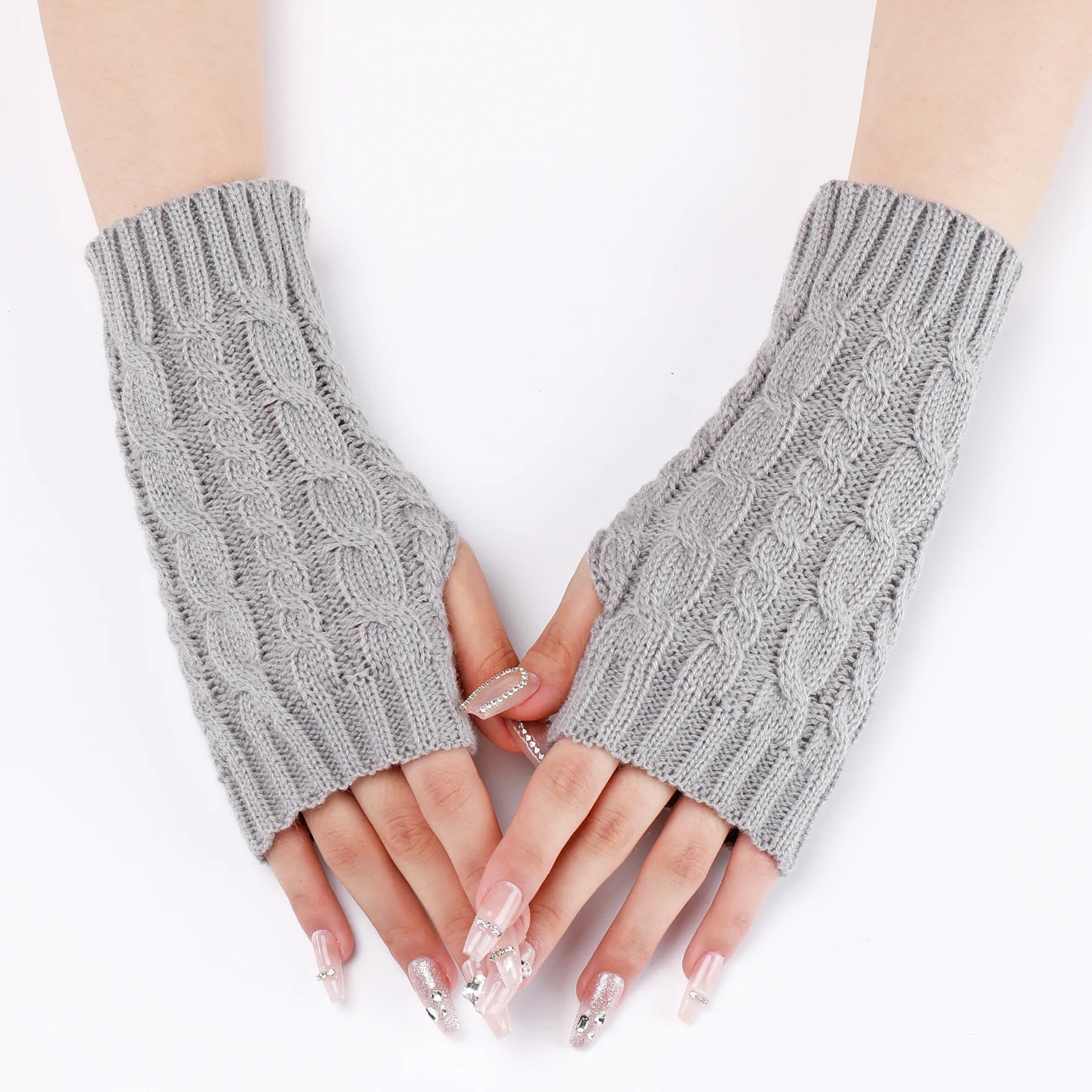NEW Women Hand Warmer Winter Gloves Fashion Knitting Faux Wool Mitten Warm Fingerless Glove Gants Femme women gloves