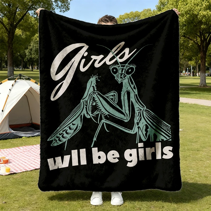 Will Be Praying Mantis Comfort Feminist Flannel Blanket Flannel Throw Cozy Blanket