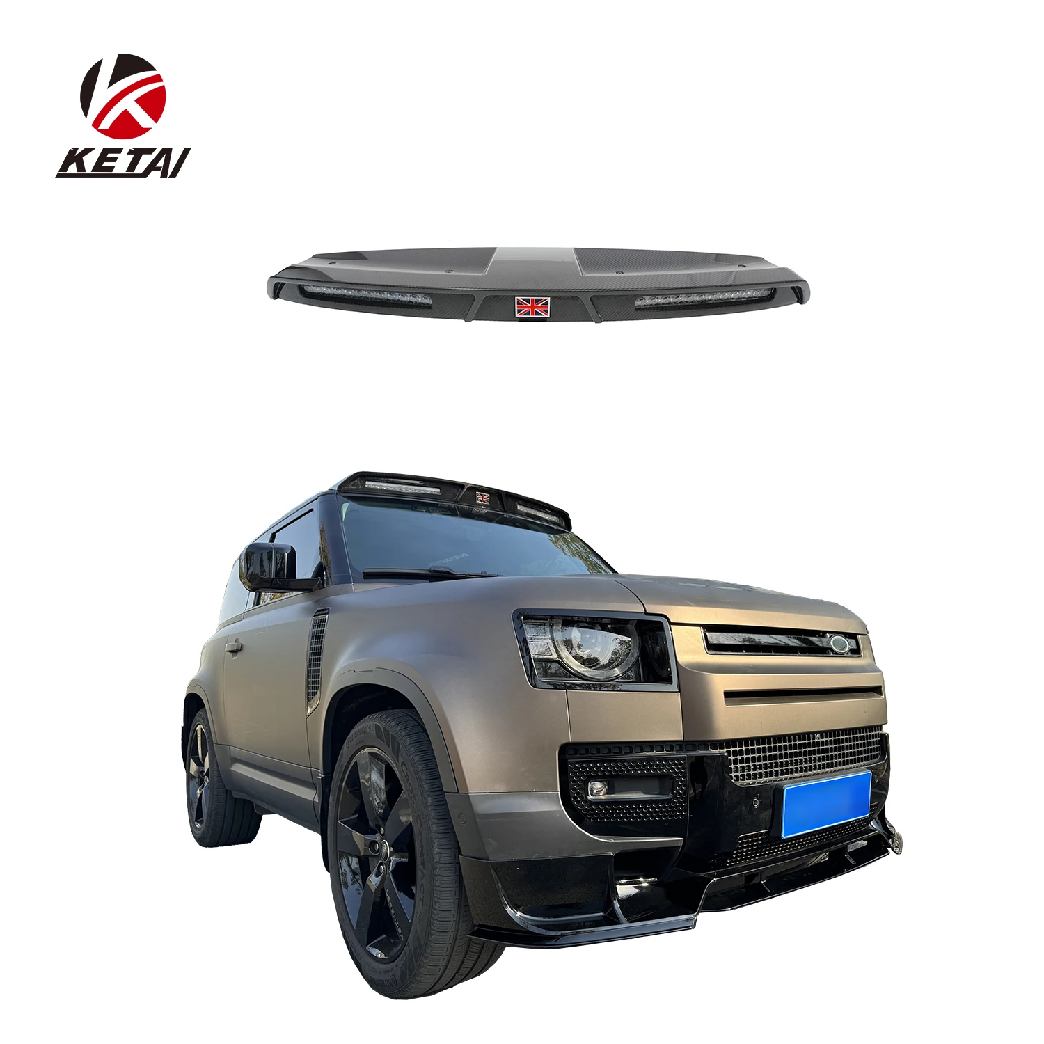 

Внешние аксессуары в стиле рок, передний светодиодный светильник на крыше из углеродного волокна для Land Rover Defender 2020+