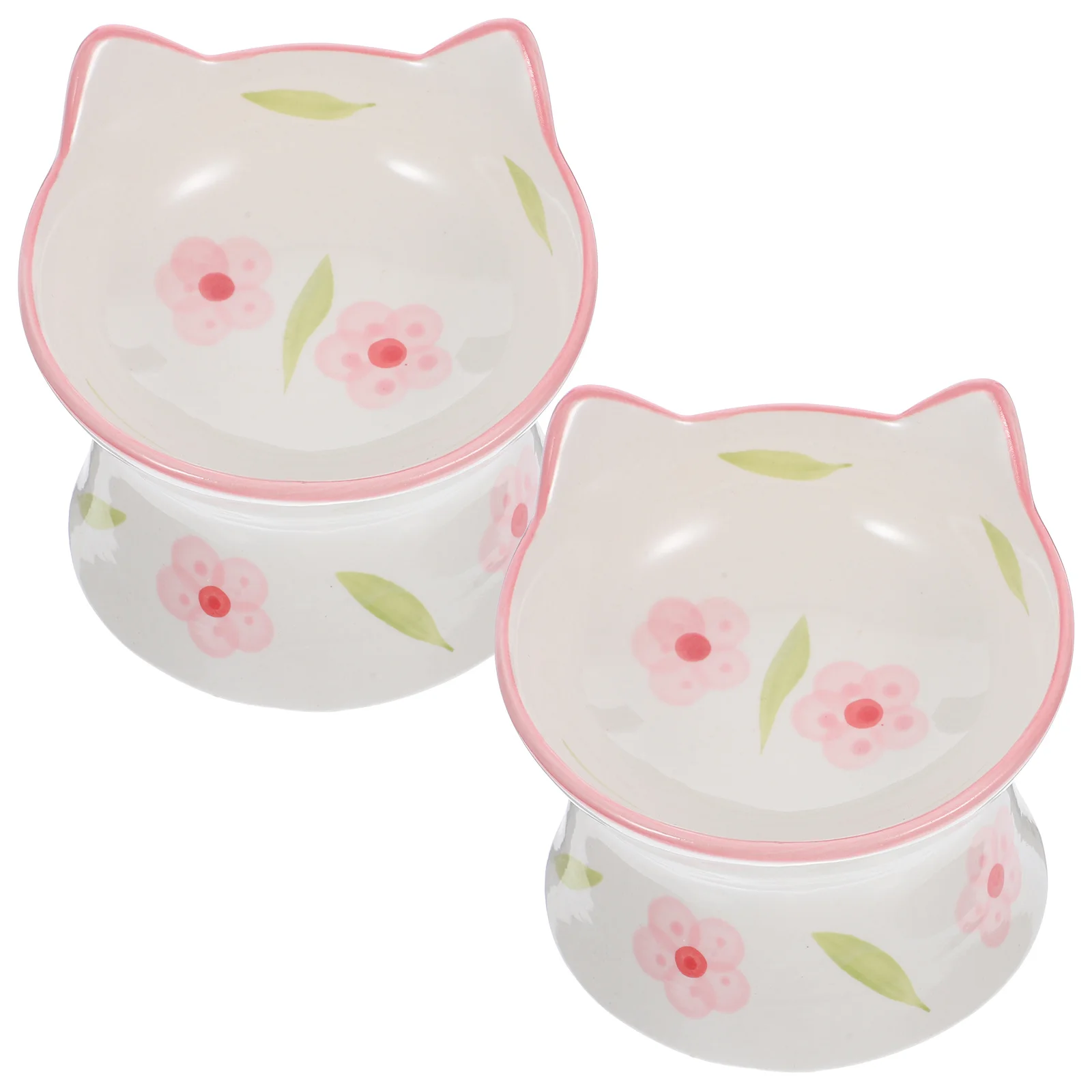 

2Pcs High-Leg Pet Bowl Elevated Cat Bowl with Anti-Slip Base Smooth Surface Easy Clean Round Edge Design for Cats Dogs Pets