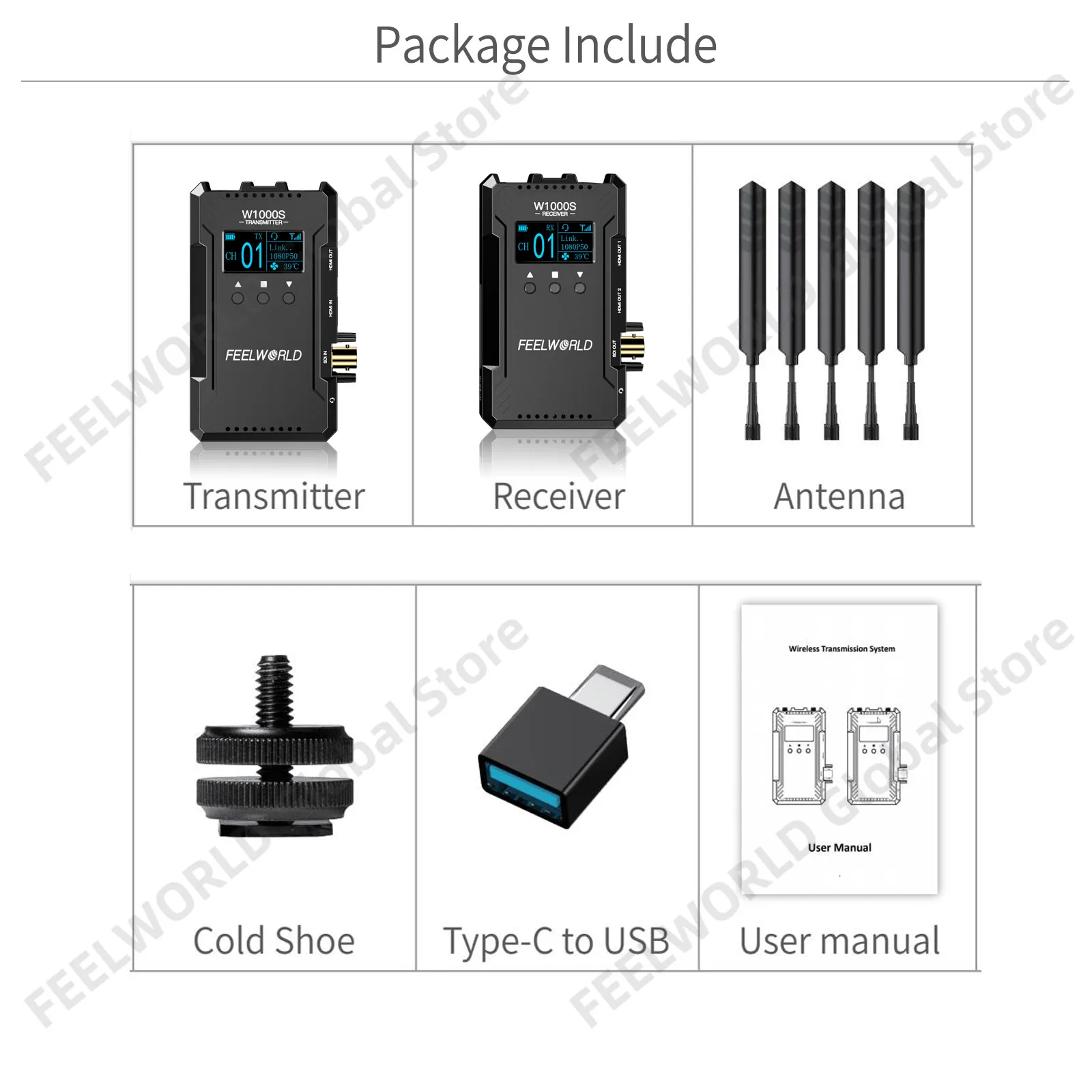 FEELWORLD W1000S sistema de transmisión de vídeo inalámbrico Dual HDMI SDI 1000 pies de largo alcance baja latencia monitoreo de aplicaciones en tiempo Real