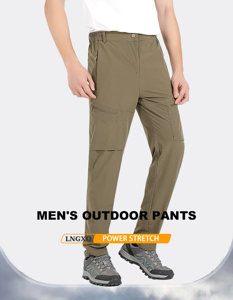EUMERGX Herren-Sommer-Wanderhose, schnell trocknende, wasserdichte Cargohose, Outdoor-Stretch-Berghose für Camping, Klettern – Detail 3