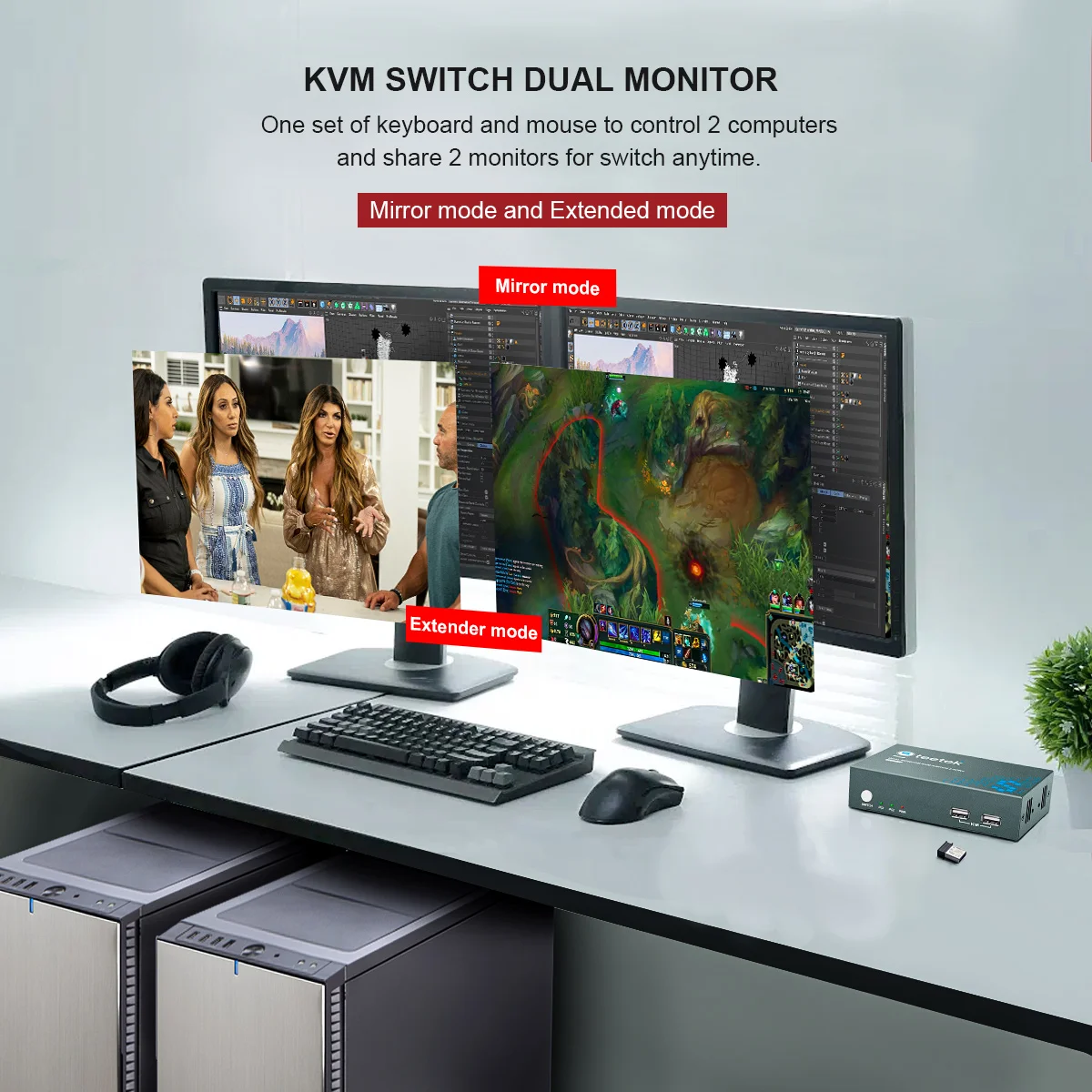 Pway usb kvm switch hdmi divisor teclado & mouse 4k @ 30hz 2 em 2 saídas com 2 pc porta usb hub para pc/macbook/laptop suporte hotkey