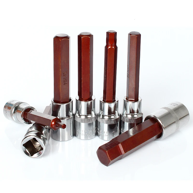 Imagem -05 - Encanta a Chave Allen do Adaptador dos Bocados do Hexágono do Soquete s2 do Bocado para a Chave de Soquete da Catraca da Chave Inglesa do Torque h4 h5 h6 h7 h8 H10 H12 H14 H17 Peças