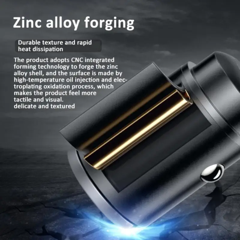 Mini cargador de coche de 30W, carga rápida PD + QC/PD + PD, USB Dual tipo C, adaptador de encendedor de cigarrillos automático, accesorios de 12-24V