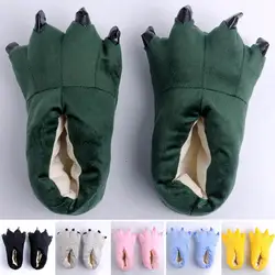 2022 Winter Warm Soft Indoor Floor Slippers Women Men Children Shoes Paw Funny Animal Christmas Dinosaur Claw Plush Home