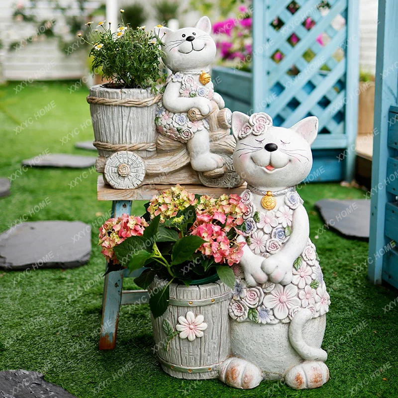 Lucky cat ornament garden garden creative animal cartoon outdoor decoration flower pot garden gardening balcony arrangement