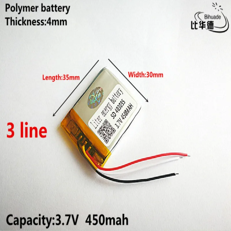 3 line Good Qulity 3.7V,450mAH,403035 Polymer lithium ion / Li-ion battery for TOY,POWER BANK,GPS,mp3,mp4