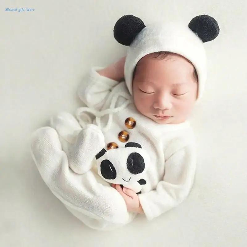 Lovely Baby Photoshoots Accessories Animal Themed Hat and Matching Romper Props