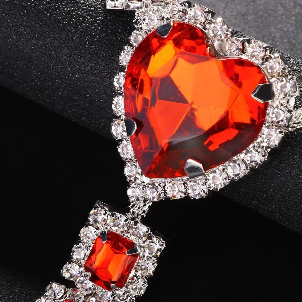 أحمر القلب ثونغ كريستال G سلسلة سراويل للنساء مثير حجر الراين بيكيني الديكور النسيج الأسود ثونغ أسفل 2024 اكسسوارات #6