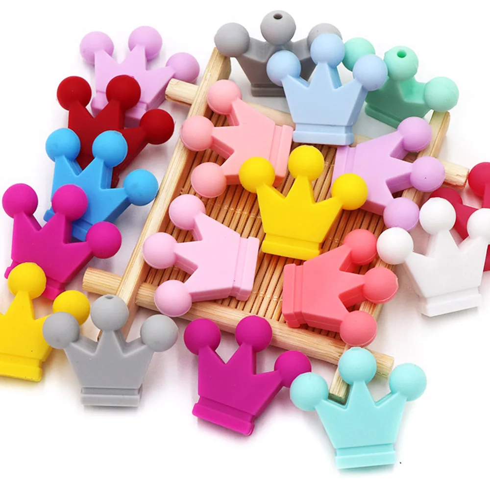 BOBO.BOX 10pcs Crown Silicone Beads Baby Teething Toys Food Grade DIY Necklace Bracelet Pacifier Chain Silicone Teether BPA Free