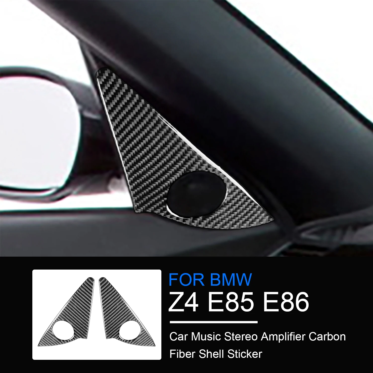 Carbon Fiber Cover Sticker For Bmw Z4 E85 E86 Door Speaker Audio Trumpet Tweeter Horn Vehicle Auto Music Stereo Sound Amplifier