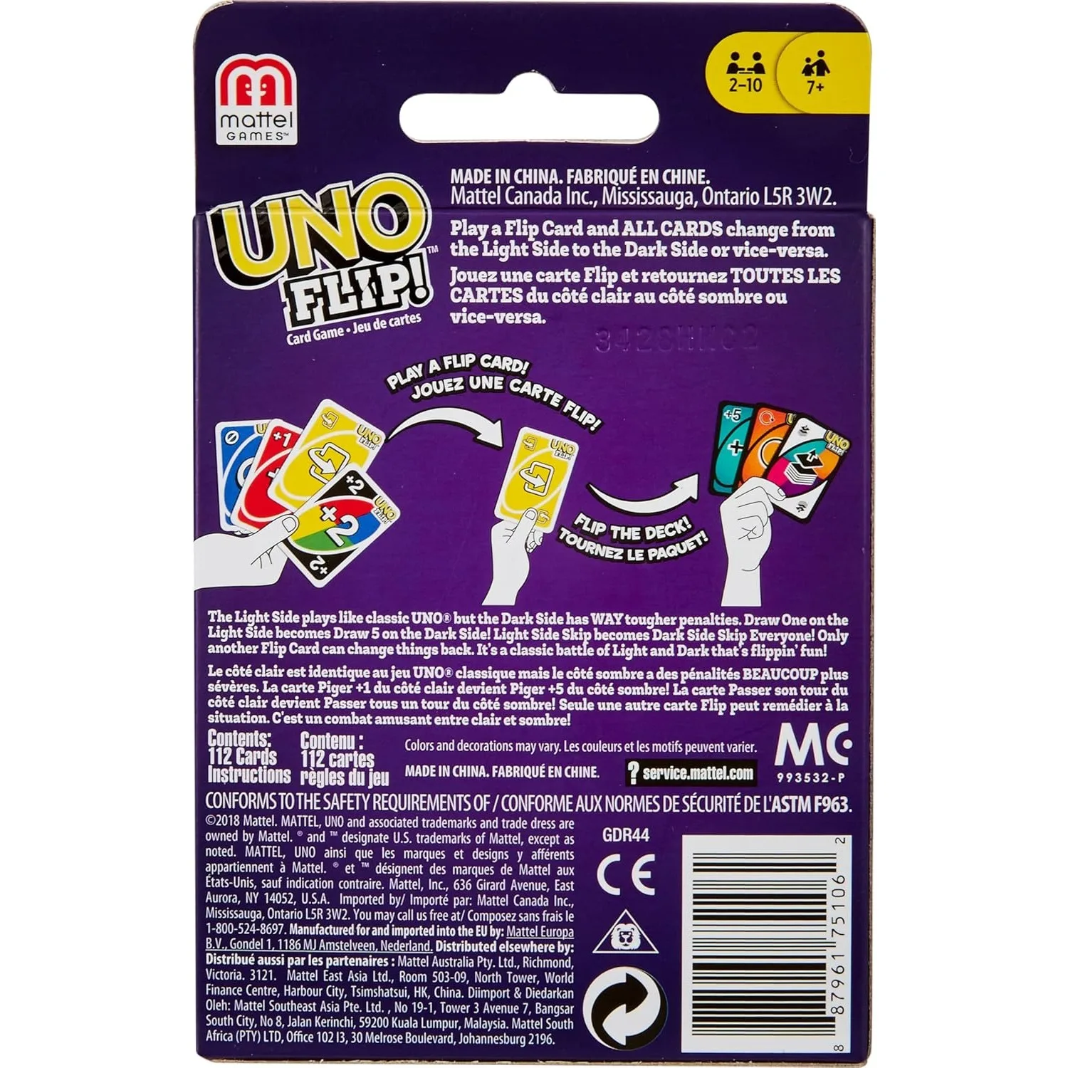 Oryginalna gra karciana Mattel UNO Flip, talia pokerowa, 112 kart z obrazkami postaci, autentyczna marka, prezenty świąteczne, gry stołowe