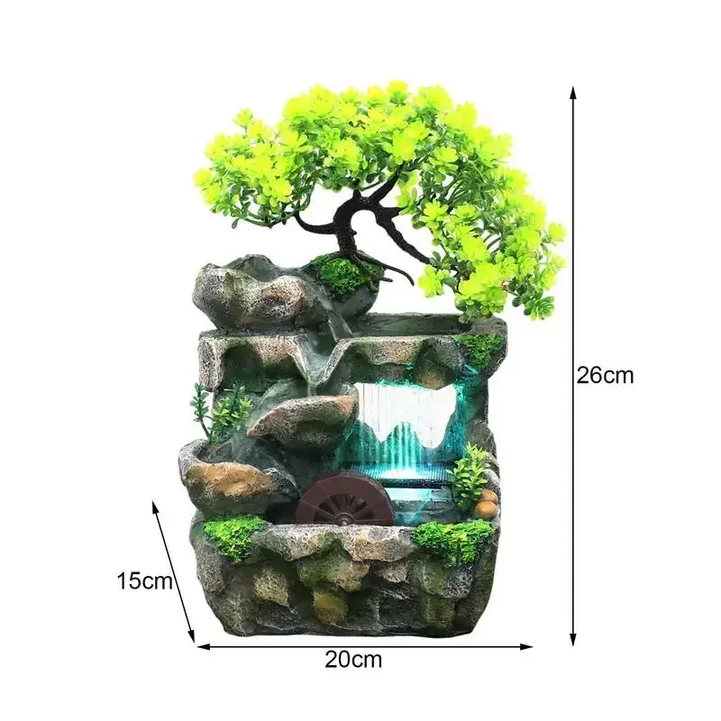 Resin Crafts Feng Shui Fountain Home Office Decor Rocker Water Fountain Rockery Landscape Ornament Zen Meditation Waterfall Gift