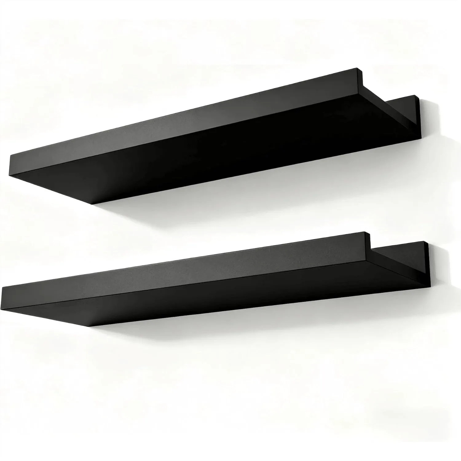 

Black Floating Shelves For Wall Decor 2 Pack 14 Inches Wall Mounted Wood Storage Shelf For Bedroom Living Room Bathroom Kitchen Nursery Display Picture Ledge Shelf With Lip