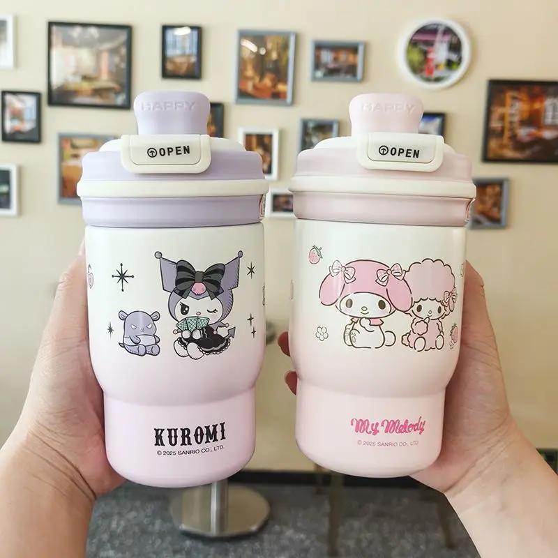 

Kawaii Kuromi My Melody Pochacco Cinnamoroll Sanrio Student Lovely Stainless Steel Thermos Cup Children Sippy Cups Gift for Kids
