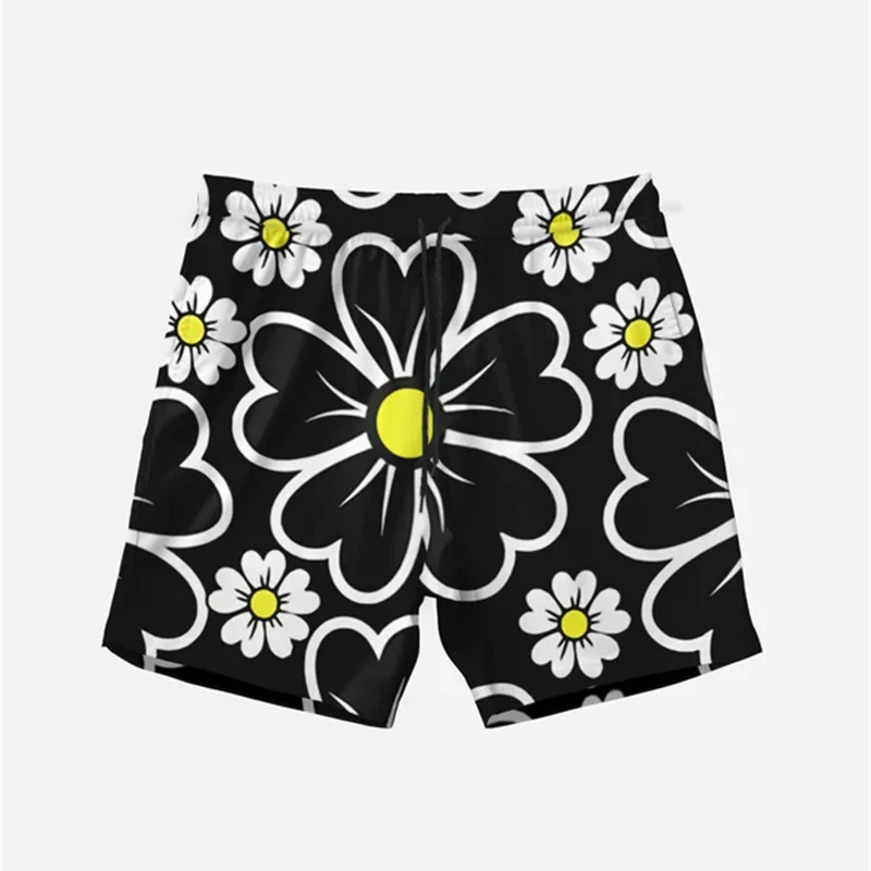 Daisy Flower Graphic Beach Shorts For Men Casual Daily Street Fashion Short Pants 2025 Summer Fashion Funny Colorful Flowers