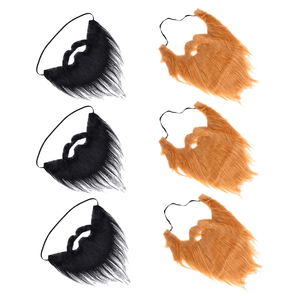 

6pcs Fake Beards For Men Halloween Costume Realistic Full False Beard Props Lightweight Easy Wear Party Cosplay Fancy Dress Role