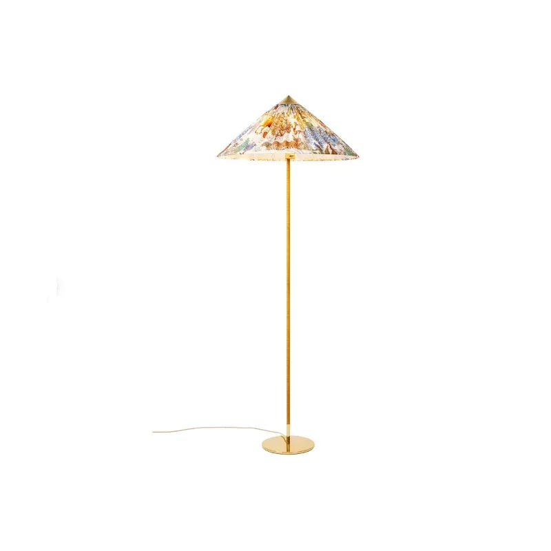 Floor lamp model room, homestay, creative bamboo hat, retro living room decoration