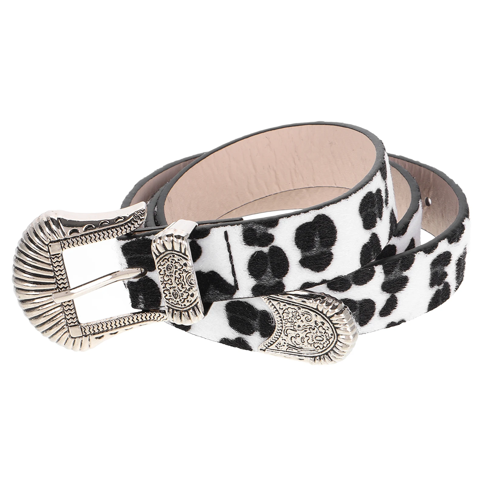 

Retro Leopard Print Belt Women Calf Hair Western Buckle Vintage Cowgirl Belts Leopard Jeans PU Faux Horsehair Durability