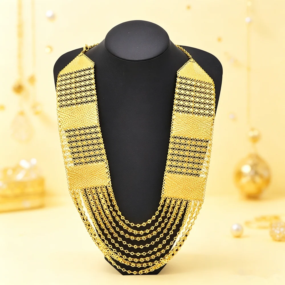 

Golden Multi-Layer Tassel Waist Chain Sparkly Metal Mesh Belt For Women Ethnic Wedding Party Dress