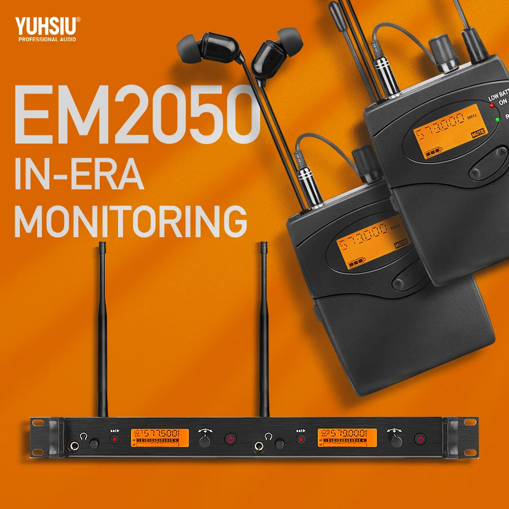 YUHSIU Профессиональная система внутриканального монитора SR-2050 2-канальная система Многопортовый монитор Беспроводное возвращение ушей для сцены DJ-группы