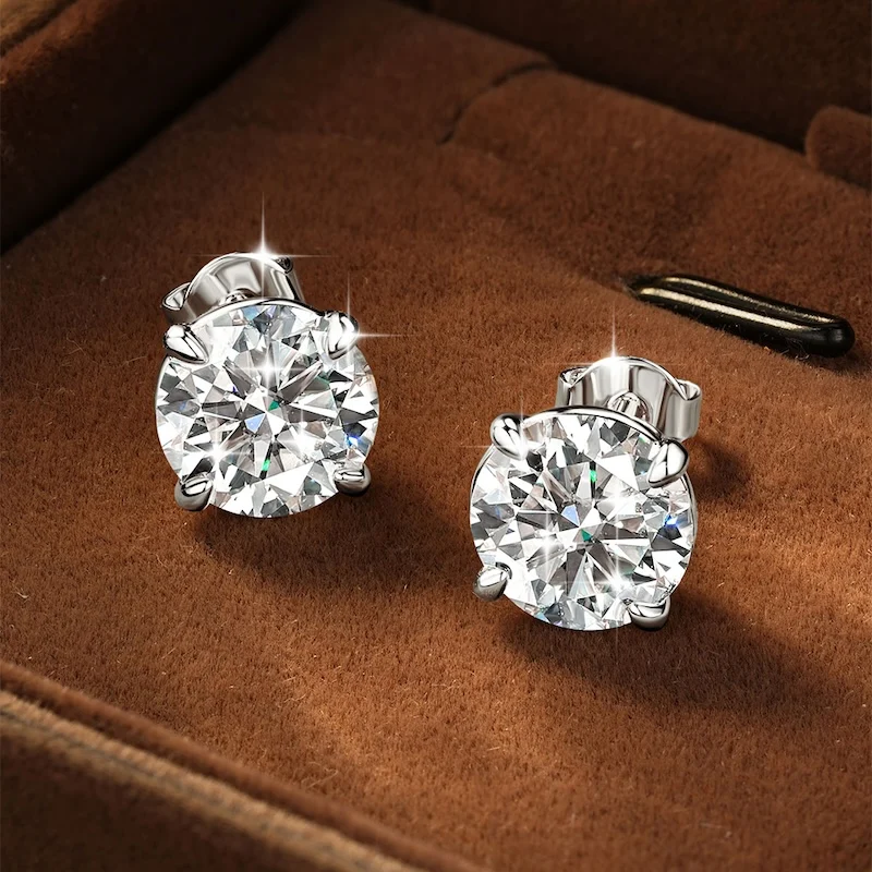 Rrjzz Solitaire Round D-Color 3mm-9mm Moissanit-Ohrstecker für Männer und Frauen 0,1CT-3CT Laborgezüchtete Diamantohrringe GRA Schmuckgeschenke – Detail 12
