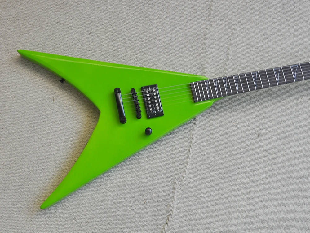 6 Strings Green V Electric Guitar with Humbucker,Rosewood Fretboard,Can be Customized