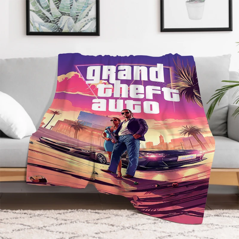 Game Grand Theft Auto Sofa Blankets & Throws Thick and Warm Fleece Blanket Microfiber Bedding Knee Fluffy Soft Nap Winter Luxury