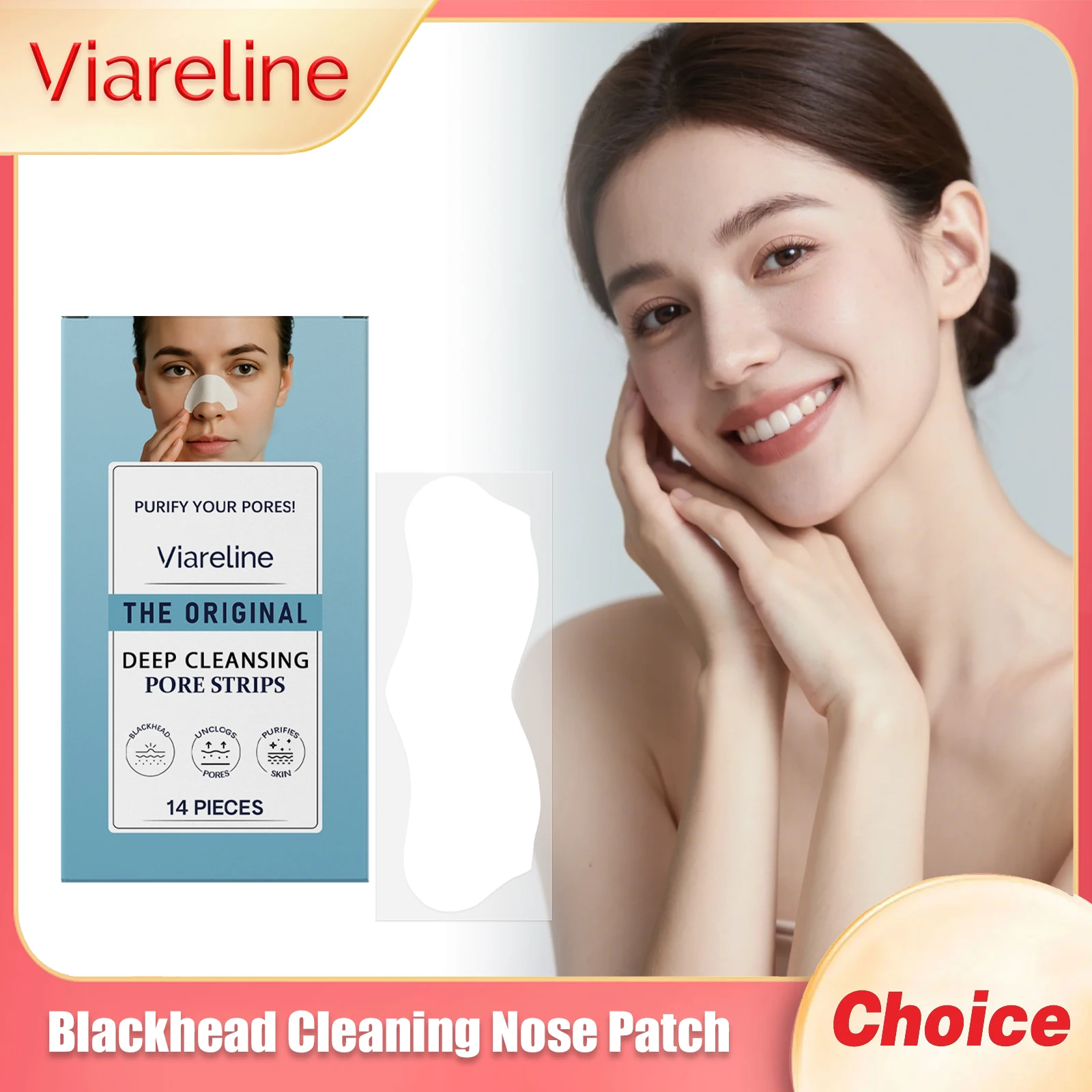 

VIARELINE Nose Cleaning Patch Remove Blackheads Shrink Pores Reduce Dirt Refresh Skin Eliminate Dead Skin Cells Nose Cares Patch