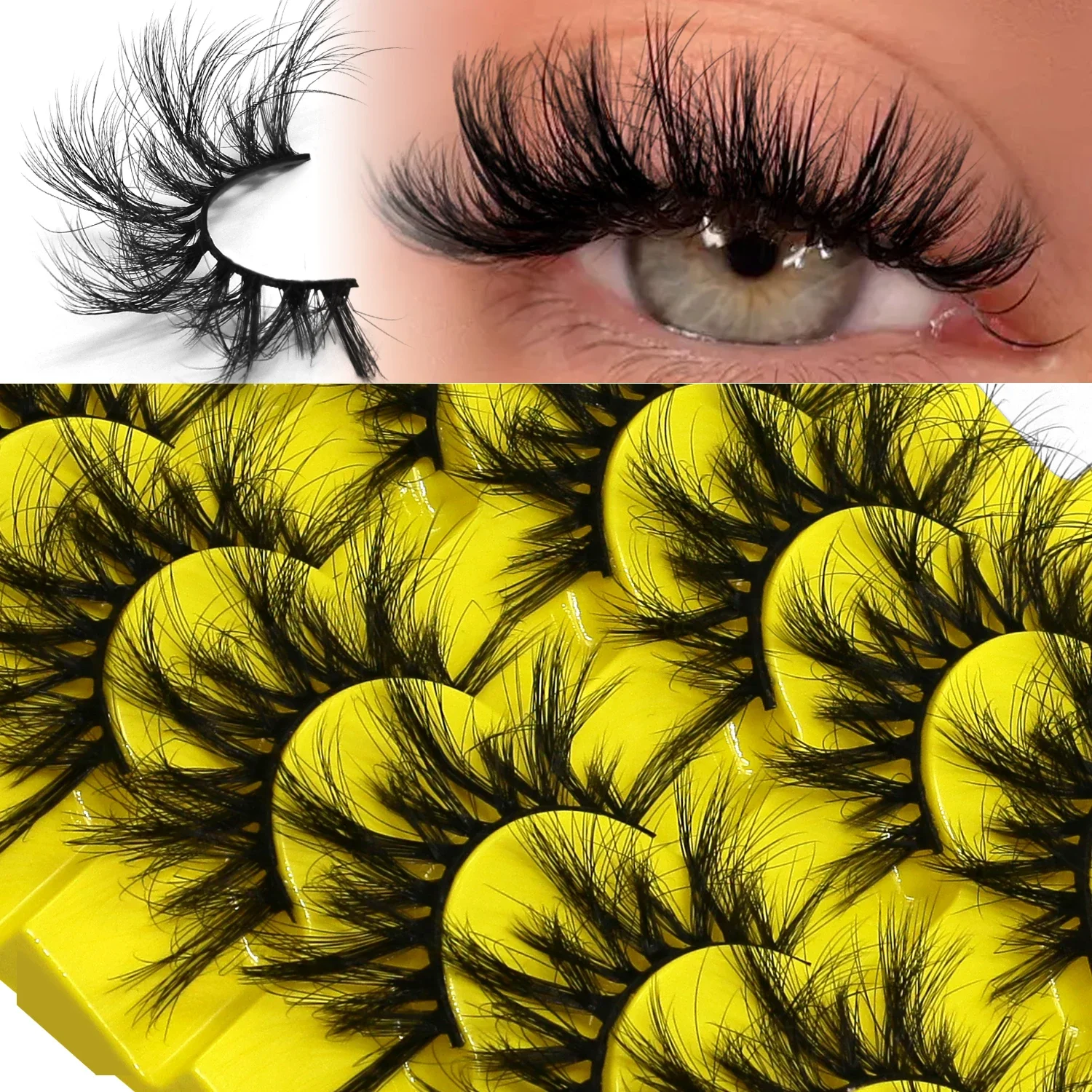 GROINNEYA رقيق المنك جلدة الرموش فو رموش بالمنك طويلة الأمد دراماتيكية رموش تكثيف تمديد سميكة طويلة