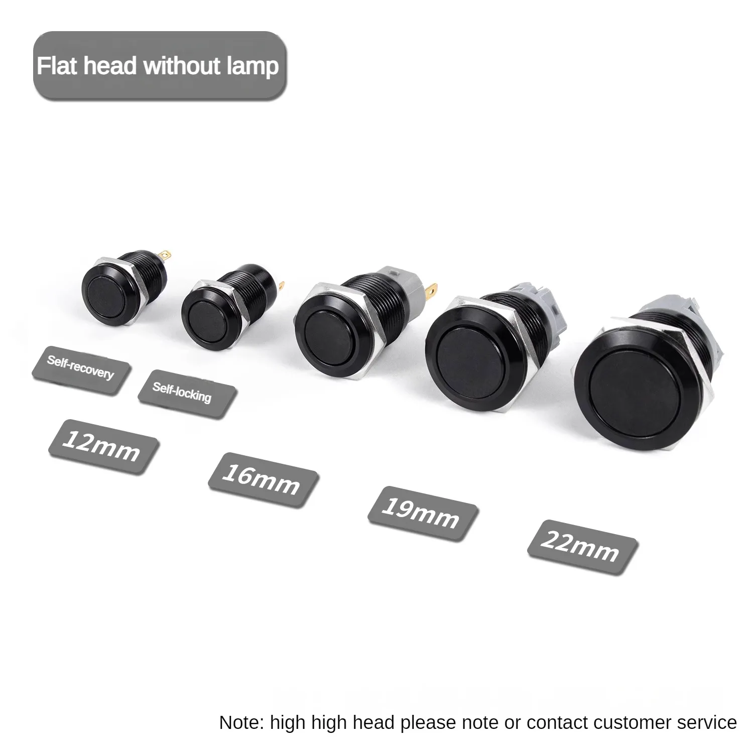 12/16/19/22MM oxidized black metal button switch self resetting self-locking circular illuminated power button