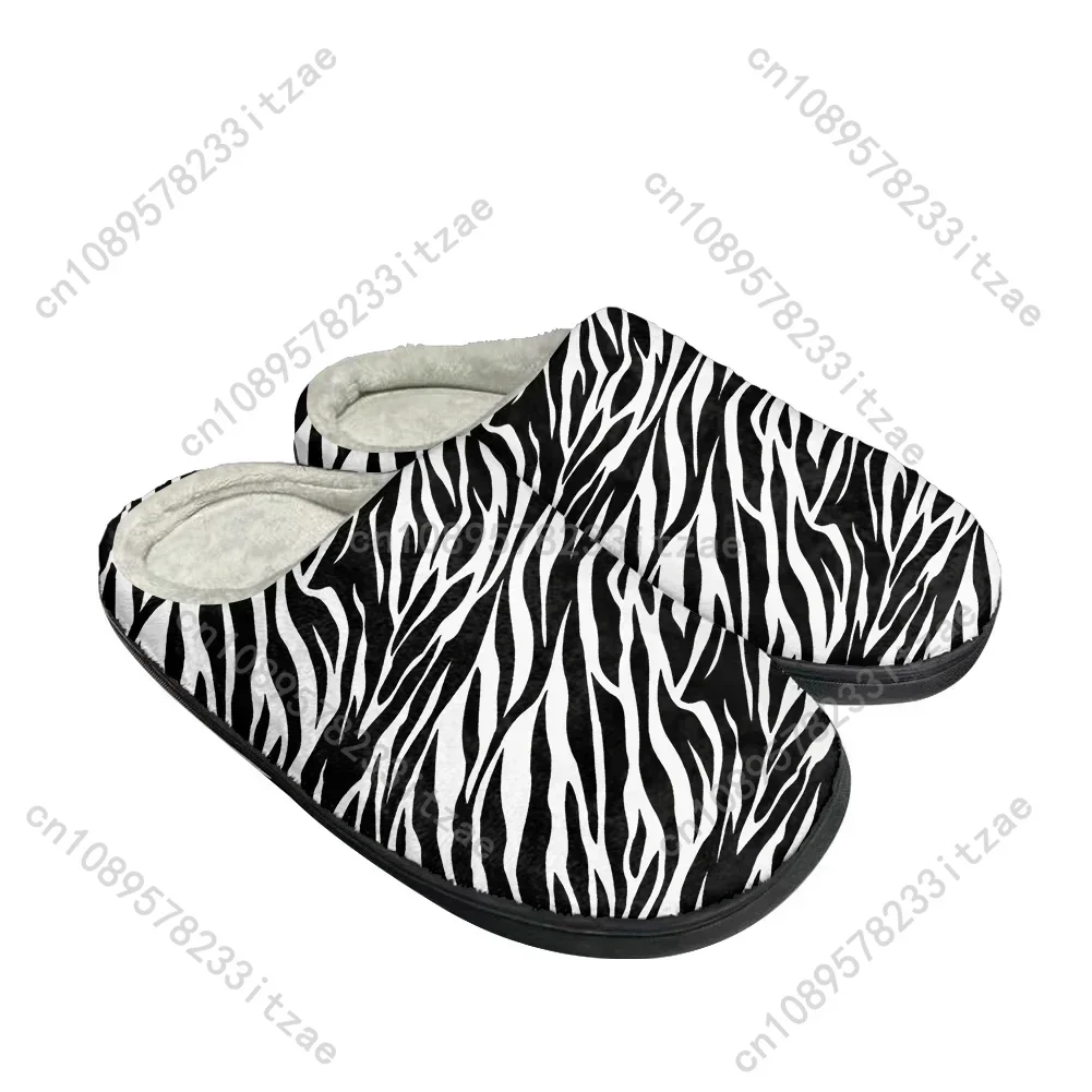 

Hot Cool Zebra Print Fashion Cotton Custom Slippers Mens Women Teenager Plush Casual Keep Warm Shoes Thermal Comfortable Slipper
