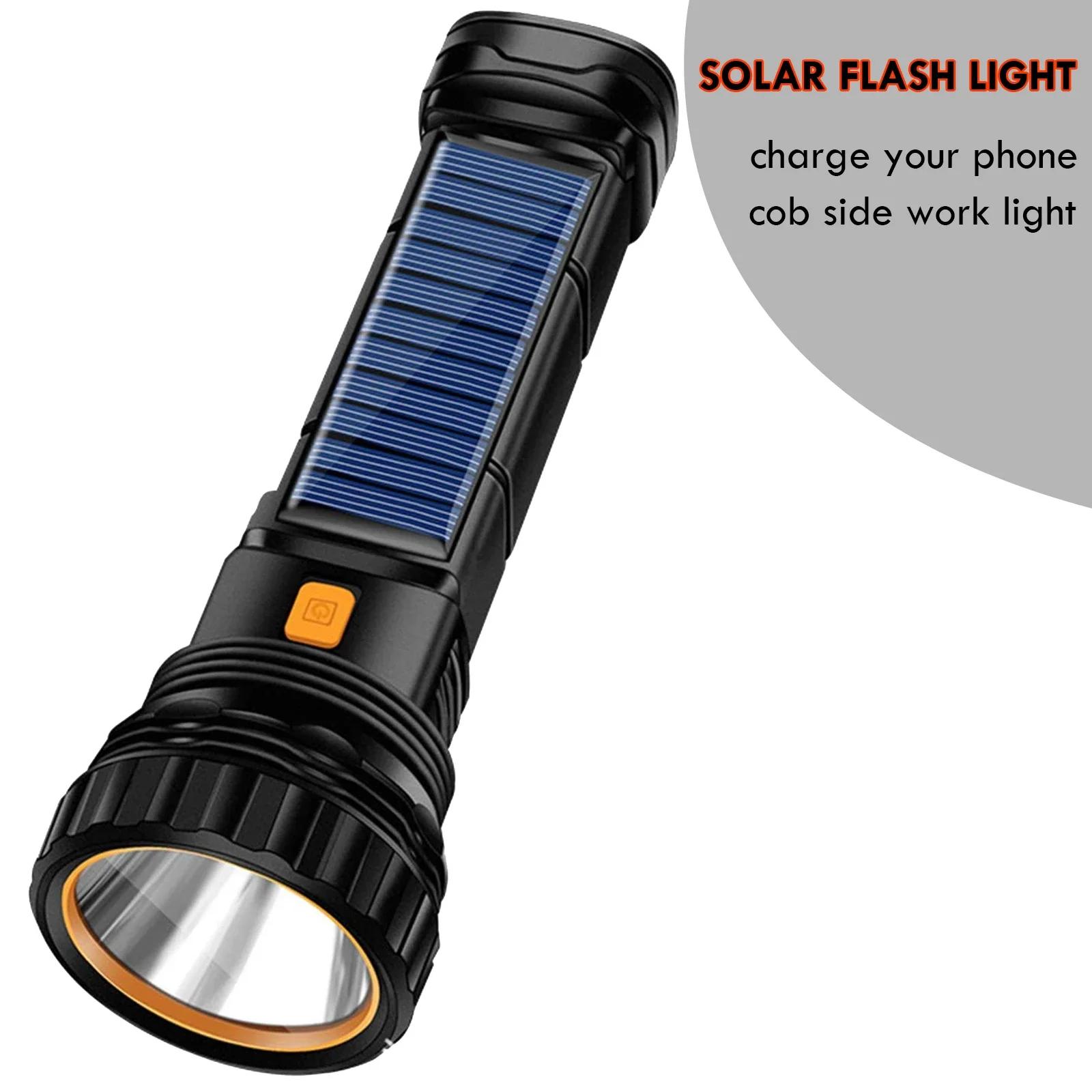 

Solar LED Flashlight Waterproof Outdoor Flash Light 1000 Lumens Rechargeable Solar/USB Charging Emergency Supply Strobe Light