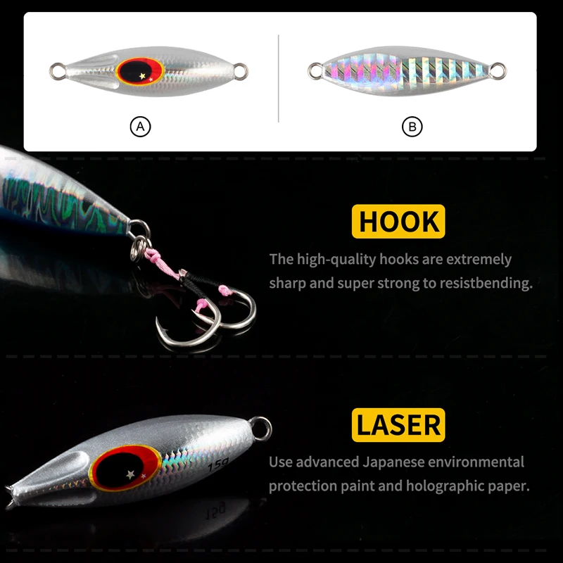 MAGIC WORKS Jigging Metal Jig for Sea 7g 15g 30g 40g 60g Fishing Lure Shore Spoon Saltwater Artificial Bait Tackle Perch Baits