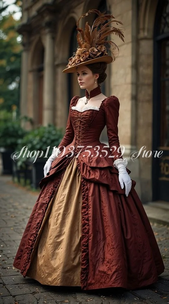 HistoryTime Medieval Prom Dress Tan Duchess Matthews Victoriancustom Edwardian Formal Occasion Women's Party Dresses فساتين سهره