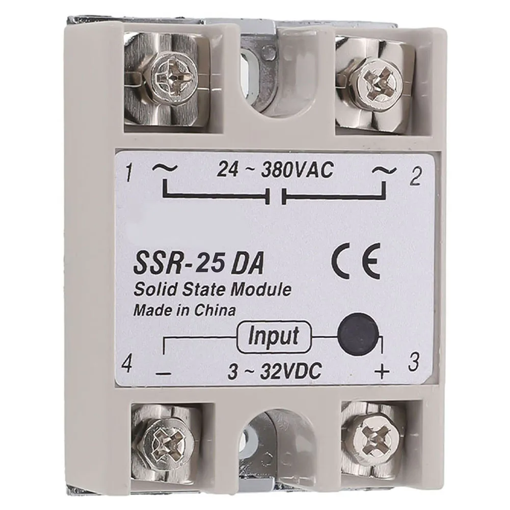 DC To AC Power Control Relay DC To AC Switch Solid State Relay 25A Load Current 3-32VDC Control Voltage 24-380VAC Load Voltage